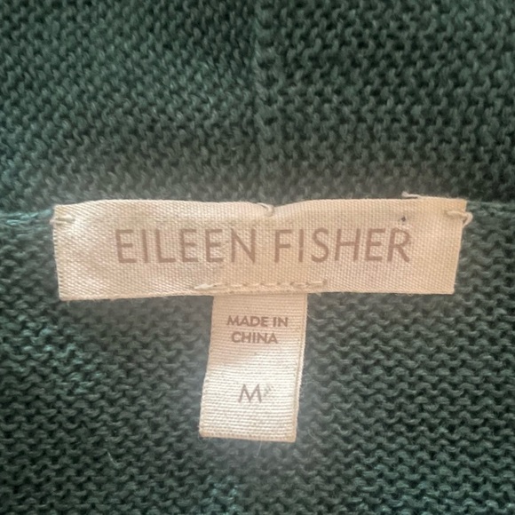 Eileen Fisher Forest Green Organic 100% Linen Short-Sleeve Cardigan Size Medium - Picture 5 of 8